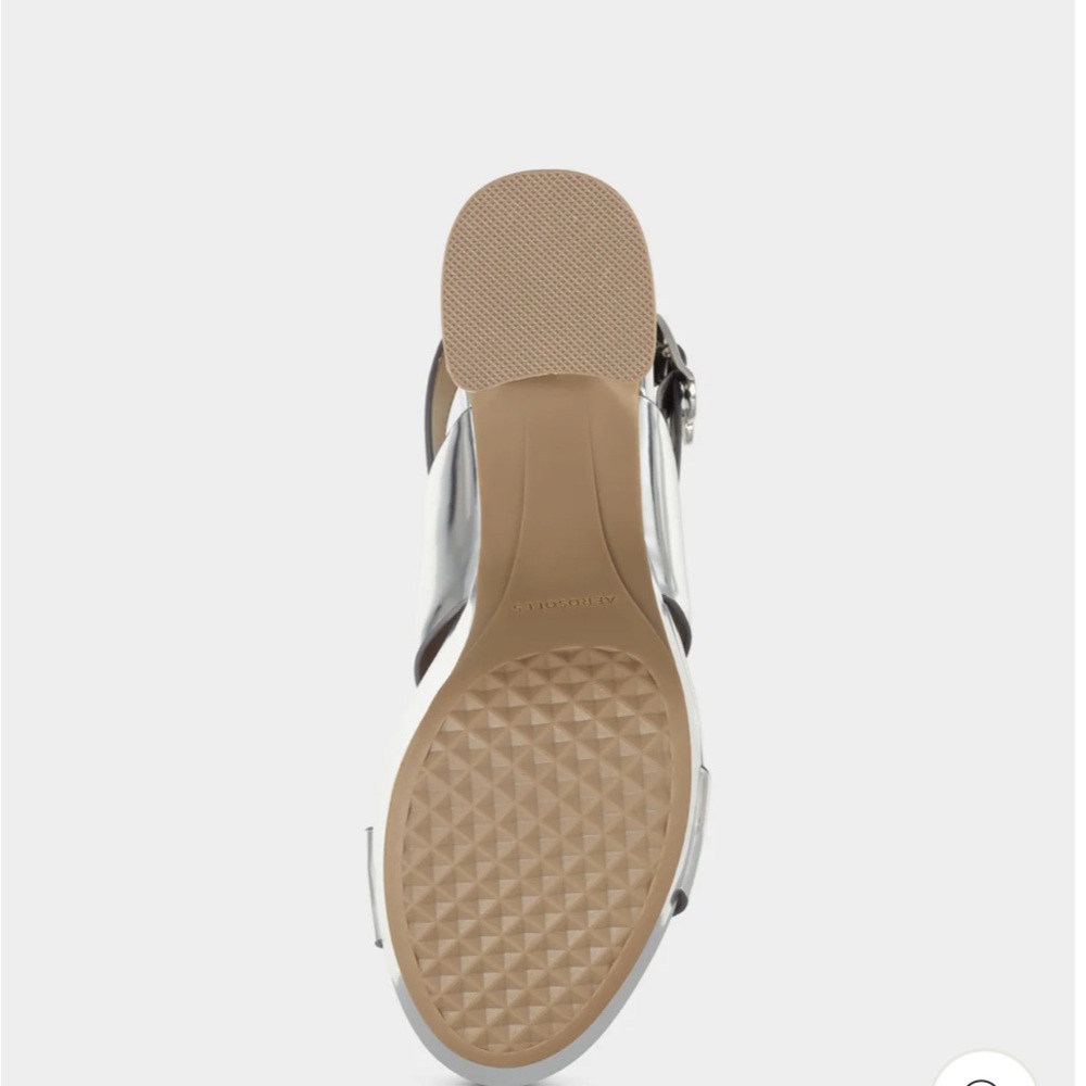 AEROSOLES Camera Women's Platform Sandal in Silver Metallic Faux Leather 9.5 NWT - Picture 4 of 6